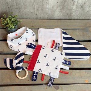 Gift Set~Blanket, Burp Cloth, Bib & Teether